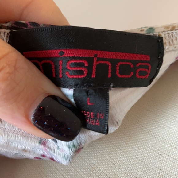 MISHCA one cold shoulder multi color women TOP A-line. Embroidery SZ L - Picture 6 of 9